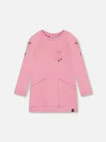 Deux Par Deux Babies'  Little Girl's Tunic With Front Pocket Pink In Crocus