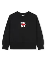 Dkny Kids' Logo-print Cotton Sweatshirt In Black