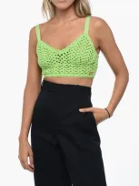 Dolce & Gabbana Crochet Bra Top With Snap Buttons In Green