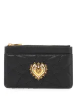 Dolce & Gabbana Black Leather Devotion Cardholder In Nero (black)