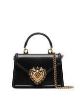 Dolce & Gabbana Devotion Small Leather Handbag In Black