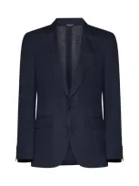 Dolce & Gabbana Sicilia Single-breasted Blazer In Melange Azzurro Blu