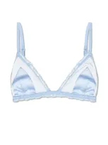 Dolce & Gabbana Lace-trimmed Satin Bra In Blue