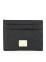 Dolce & Gabbana Leather Card Holder With Logo Plaque In Black