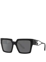 Dolce & Gabbana Square Sunglasses, 53mm In Black/gray Mirrored Solid