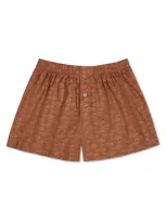 Druthers Nyc Organic Cotton School Of Fish Boxer Short In Terra Cotta Fish