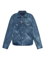 Dsquared2 Furry Denim Over Jacket In Blue