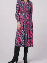 Dvf Alea Long Sleeve Midi Shirtdress In Misfit Marble Lydian Indian Pk