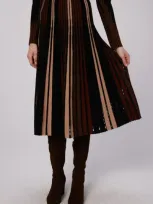 Dvf Tribeca Sweater Skirt In Knitsun Pleats Camel/brown