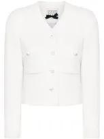 Edward Achour Paris Button-up Tweed Jacket In White