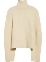 Eenk Rib Wool Blend Turtleneck Sweater In Cream