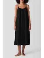 Eileen Fisher Sleep Organic Cotton Cami Midi Dress In Black