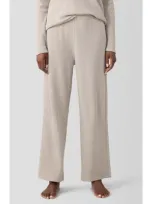 Eileen Fisher Sleep Organic Cotton Waffle Knit Straight Ankle Pants In Wheat