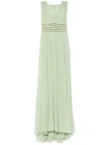 Elie Saab Draped Silk Dress In 绿色