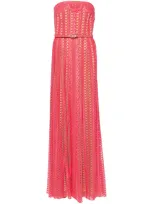 Elie Saab Macramé Long Dress In Pink