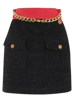 Elisabetta Franchi Tweed Mini Skirt In Black