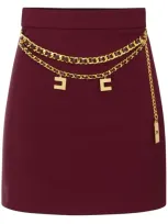 Elisabetta Franchi Chain-link Mini Skirt In 酒红