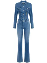 Elisabetta Franchi Zip-detailing Denim Jumpsuit In Blue