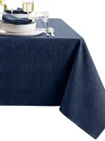 Elrene Home Fashions Continental Solid Texture Water And Stain Resistant Tablecloth, 52 X 70 In Navy