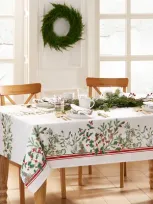 Elrene Home Fashions Winter Holiday Berry Fabric Tablecloth, 102 X 60