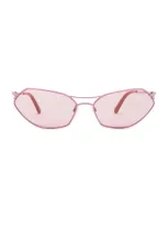 Emilio Pucci Oval Sunglasses In Shiny Pink & Bordeaux Mirror