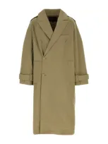 Entire Studios Khaki Double Breasted Trench Coat In Green