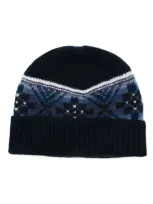 Eric Bompard Fair Isle Beanie Hat In 蓝色