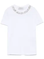 Ermanno Firenze Crystal-embellished T-shirt In White