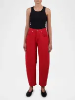 Etica Cassel Ultra High-rise Barrel Jeans In Fiery Red