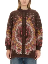 Etro Jacquard Pattern Button In Brown