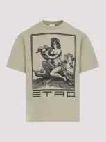 Etro Green Cotton T-shirt In Neutrals