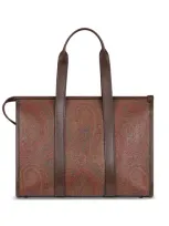 Etro Brown Boleto Arnica Medium Tote Bag