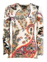 Etro Paisley Jersey Top In Beige