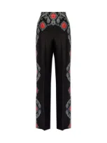 Etro Patterned Straight Leg Trousers In Black