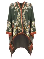 Etro Poncho With Print In Green