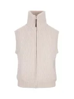 Fedeli Andrea Padded Gilet In Ice Cashmere In White