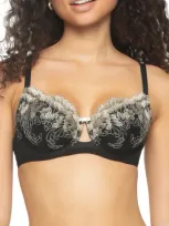 Felina Aura Underwire Contour Demi Bra In Black Champagne