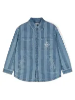 Fendi Kids' Denim Pequin Jacket In Blue