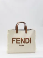 Fendi Ff Shopper Bag In Beige