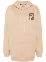 Fendi Sequinned-ff Hoodie In Beige