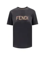 Fendi Sequins Logo T-shirt In Black