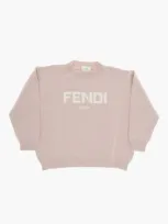 Fendi Virgin Wool Crew-neck Sweater With Contrasting Logo In Brown