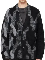 Feng Chen Wang Black & Gray Gradient Cable Cardigan