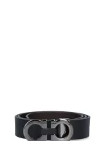 Ferragamo Gancini Buckle Belt In Black