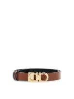 Ferragamo Reversible Gancini Belt In Brown