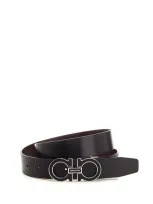 Ferragamo Salvatore  Gancini Reversible Belt In Black