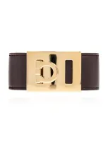 Ferragamo Salvatore  Gancini Wide Bracelet In Brown