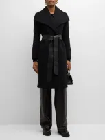 Fleurette Wynn Belted Wrap Wool Coat In Black