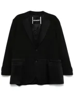 Frenken Satin-trim Blazer In Black