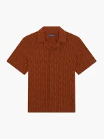 Frescobol Carioca Angelo Camp-collar Linen Shirt In Silk Brown